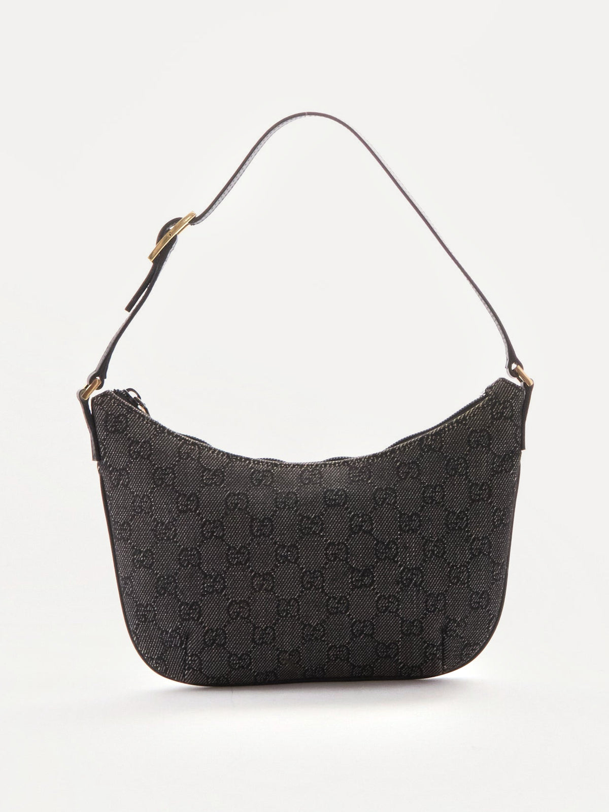 Gucci Black Canvas GG Monogram Half Moon Bag