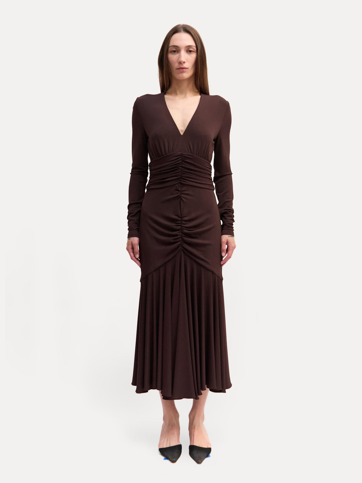 Brown Michael Kors Collection Ruched Gown Made in Italy