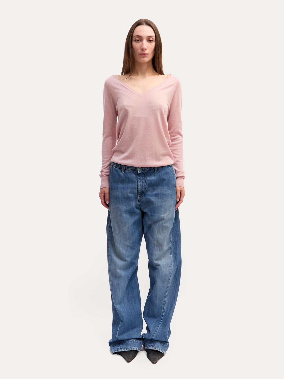 Prada Pink V-Neck Knit Top