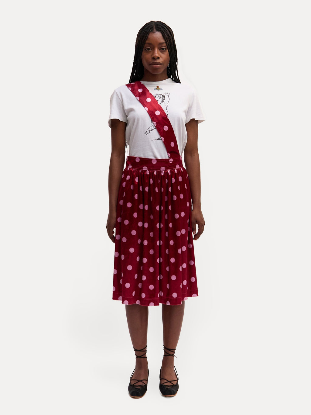 CDG Red Pink Polka Dot Skirt