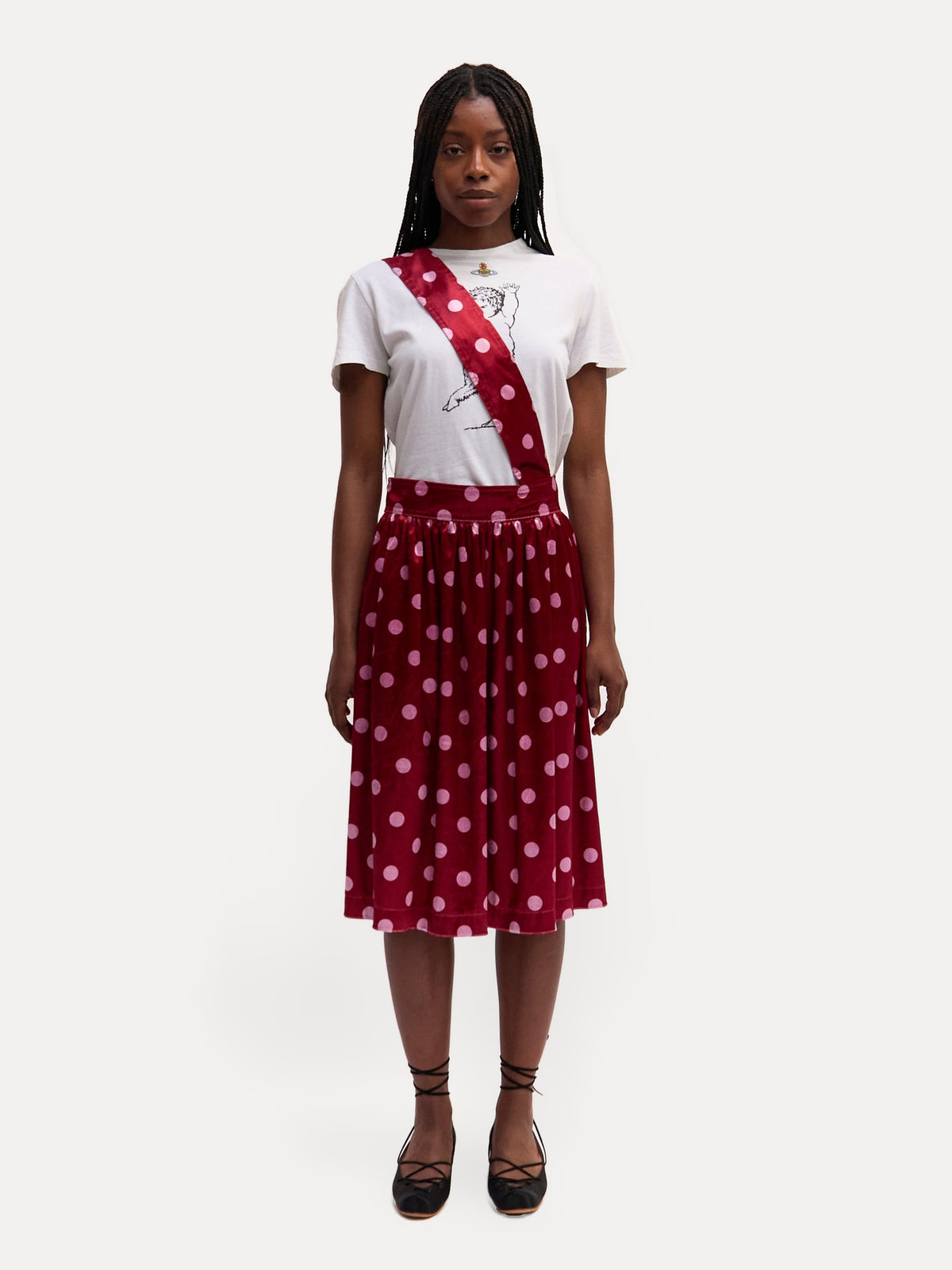 CDG Red Pink Polka Dot Skirt