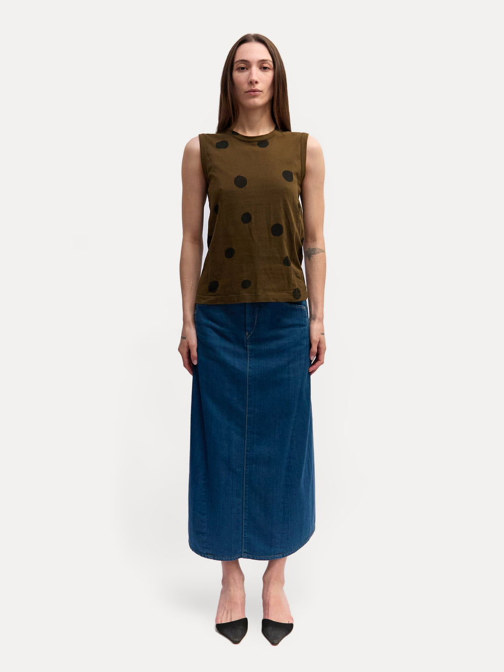 Comme des Garcons Black Green Polka Dot Tank