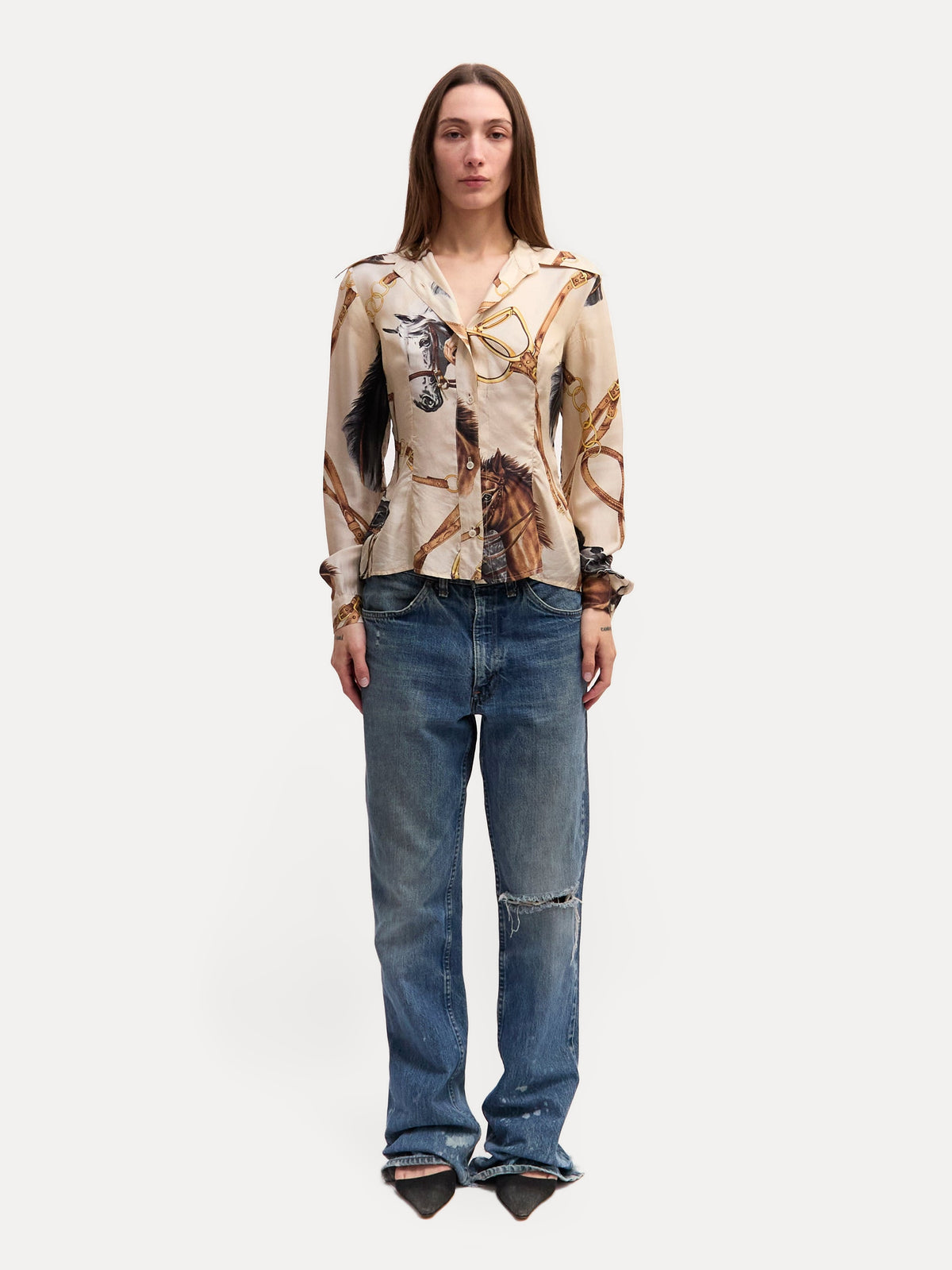 Dolce & Gabbana Horse Print Silk Blouse