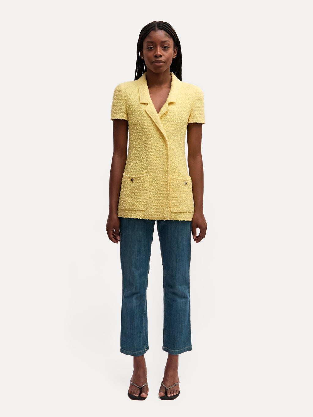 Chanel Yellow Tweed Short Sleeve Blazer, 1997