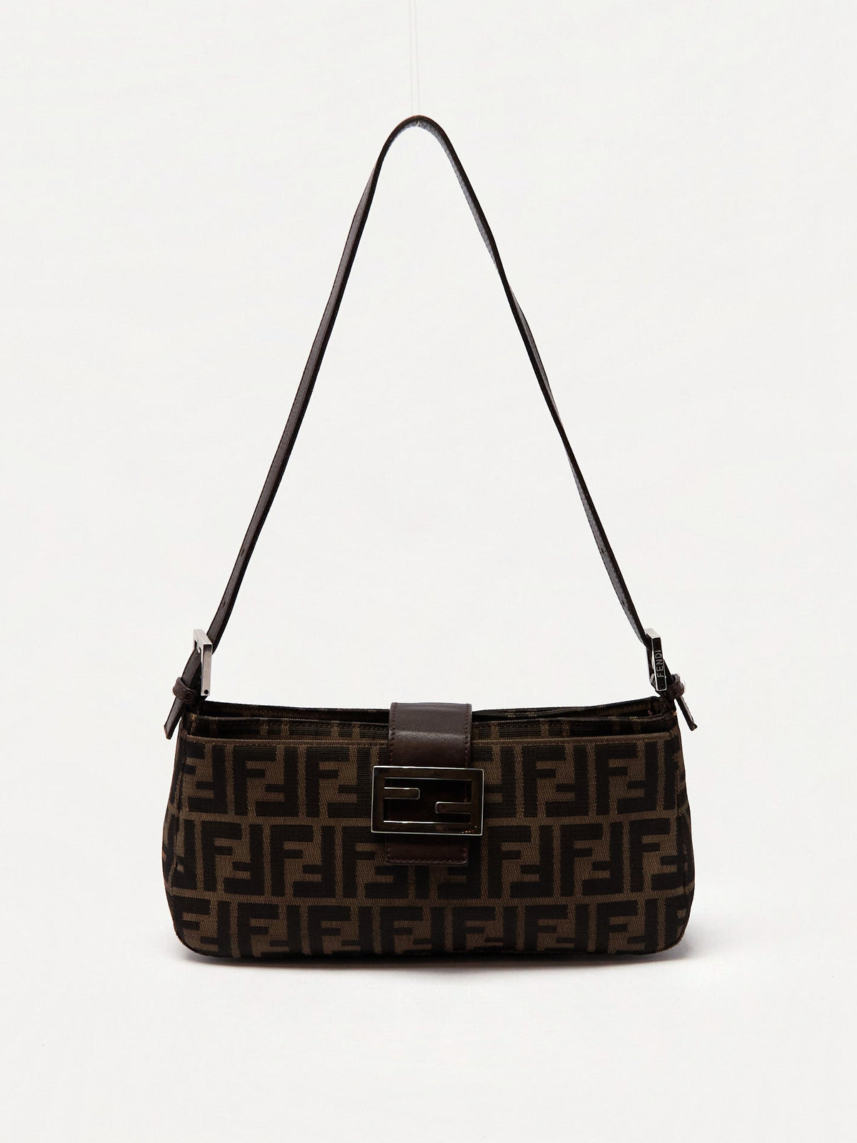 90's Fendi Mamma Baguette Brown Zucca Shoulder Bag