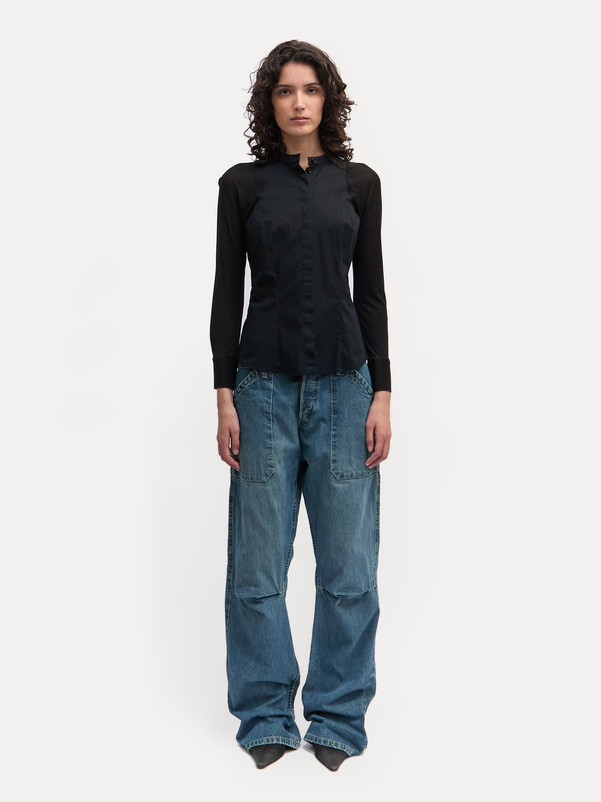 Alexander McQueen Black Sheer Sleeve Blouse