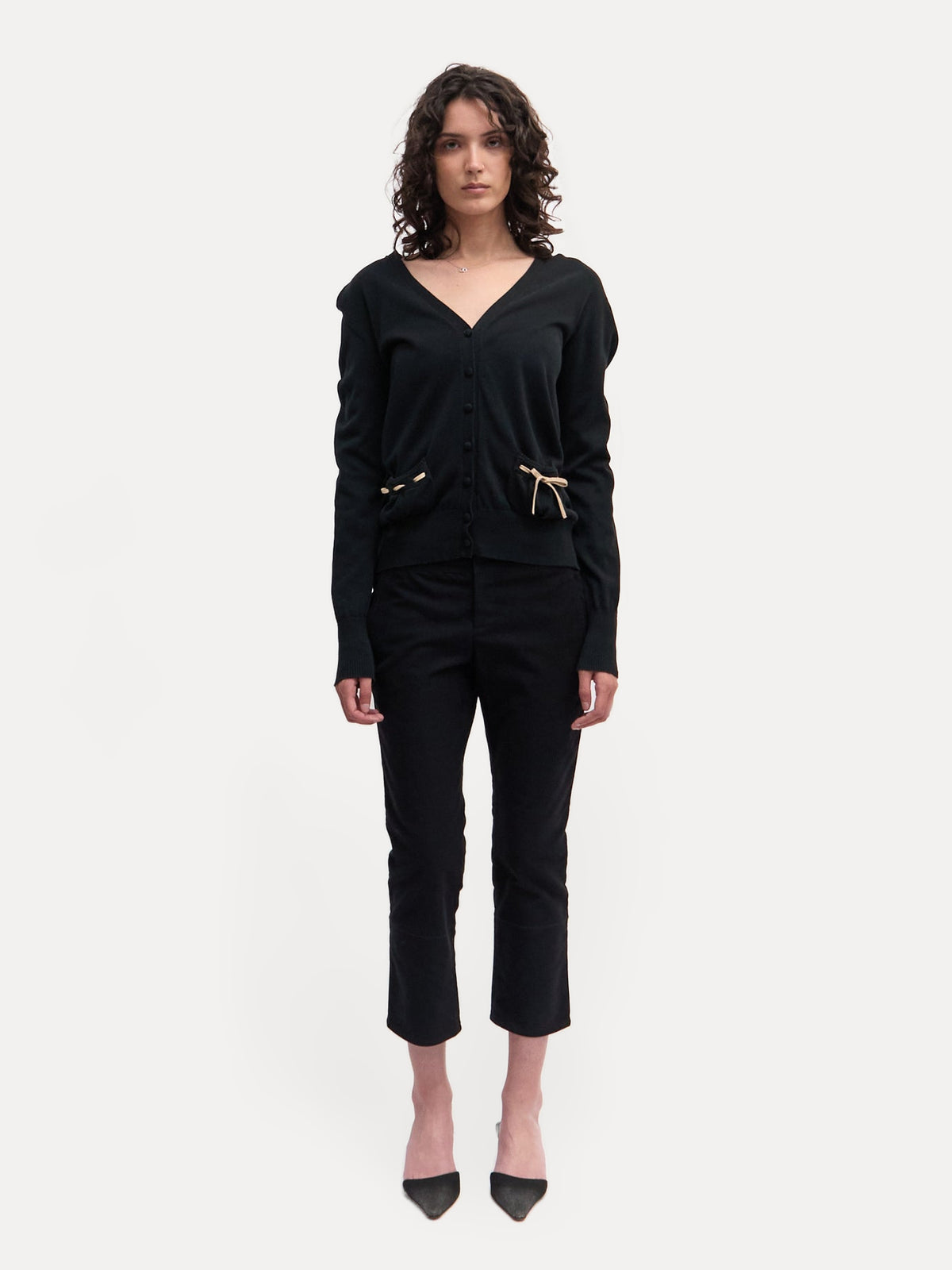 Fendi Black Cardigan with Bow Detailing