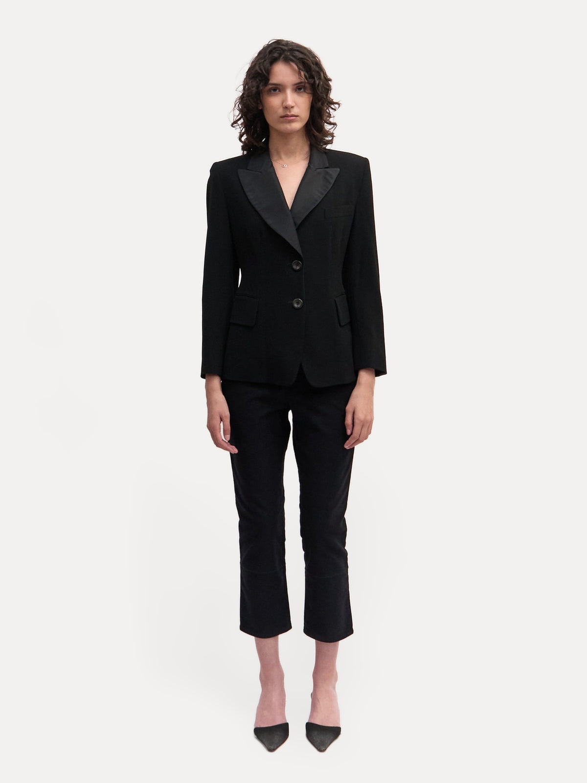 Donna Karan Black Wool Structured Blazer