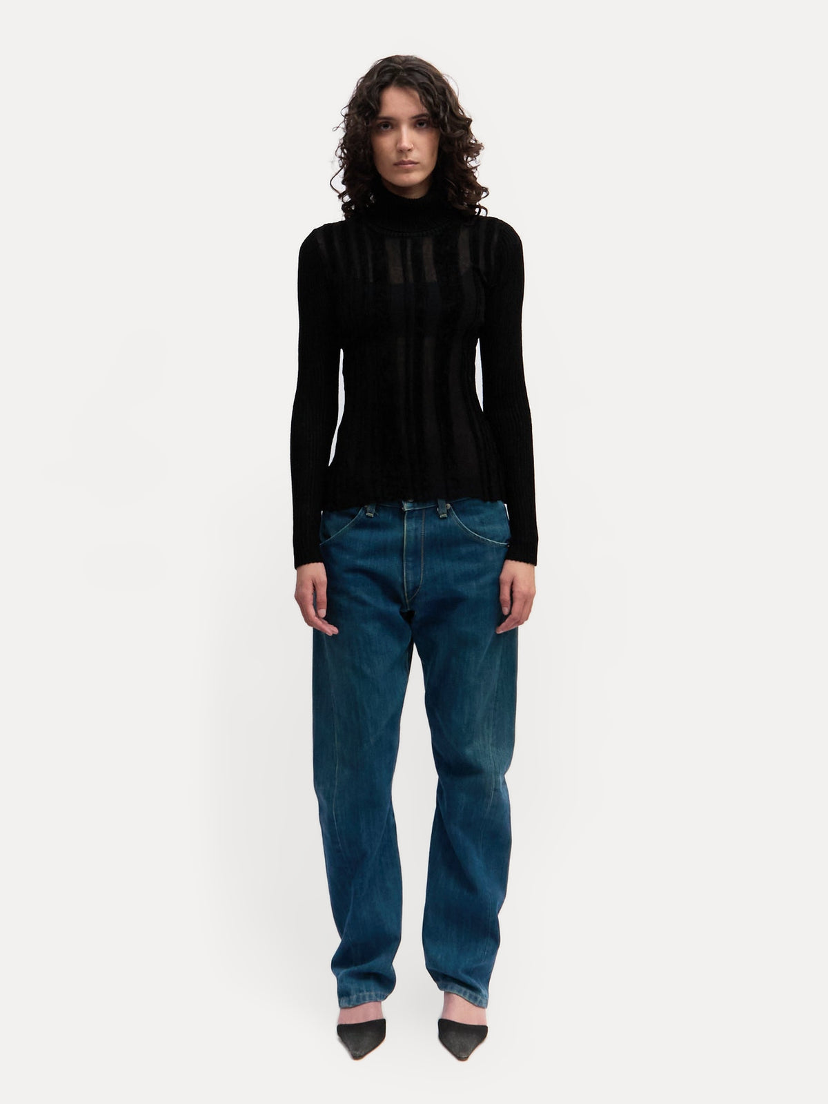 Jean Paul Gaultier Black Striped Mesh Top