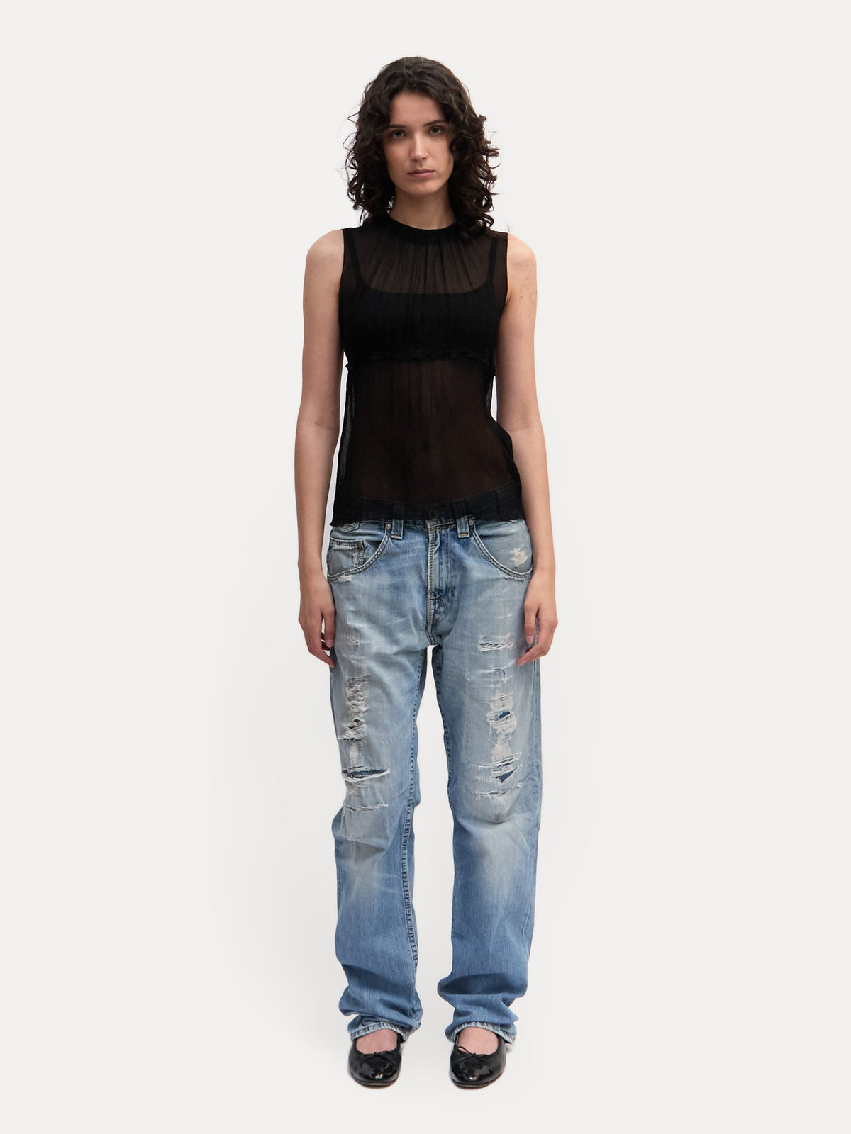 90's Prada Black Silk Sleeveless Top