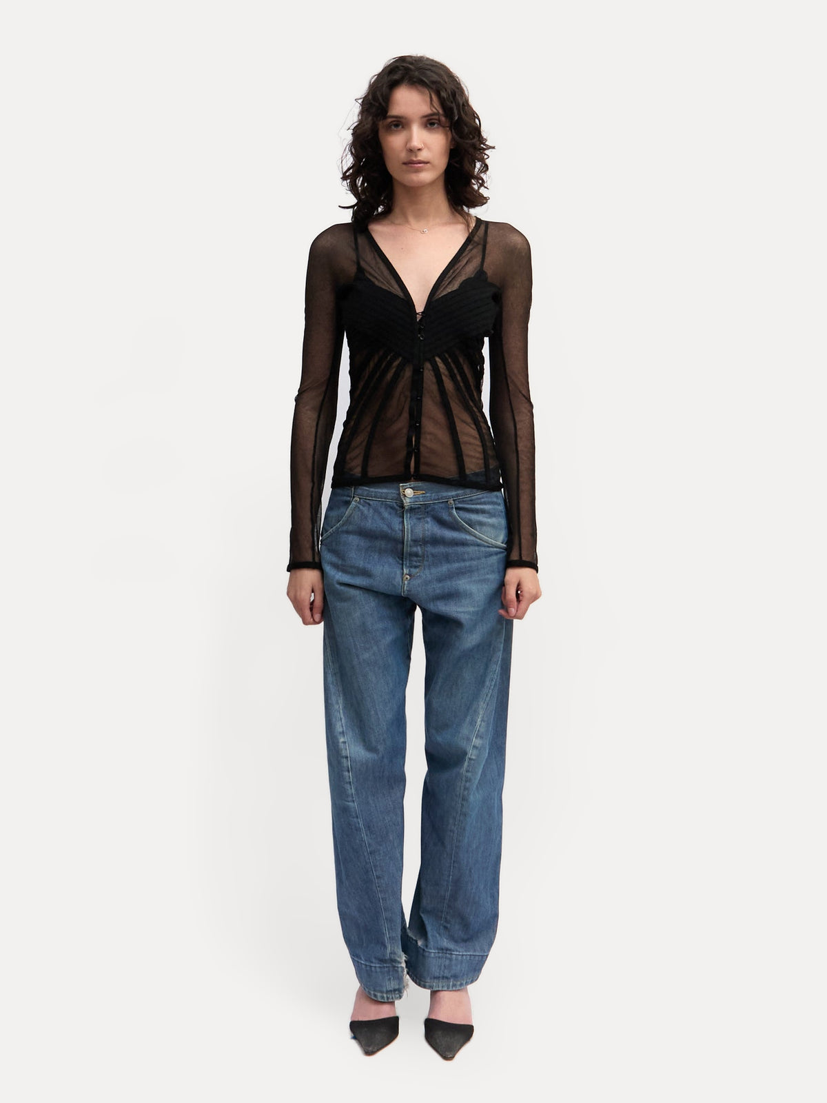 2000’s Christian Dior Black Mesh Corset Top by John Galliano