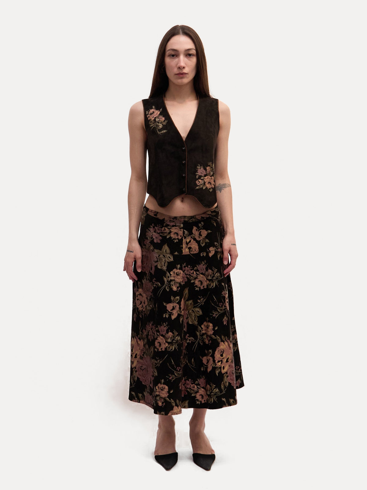 80's Roberto Cavalli Leather Patchwork Maxi Skirt