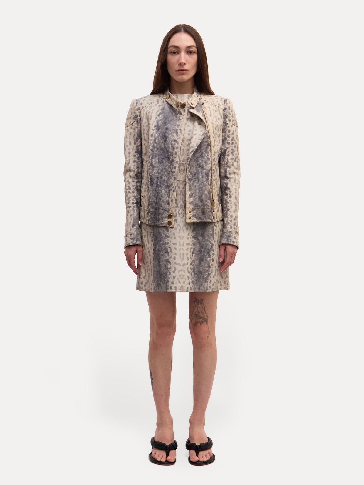 Gucci White Python Embossed Leather Jacket