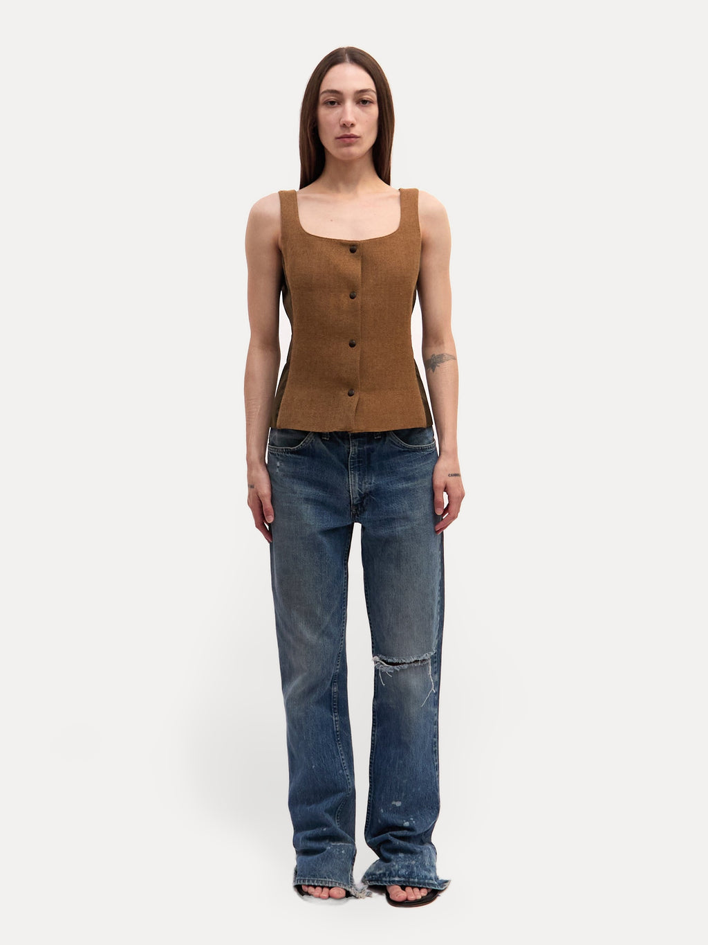 90's Miu Miu Green Wool and Nylon Combo Vest