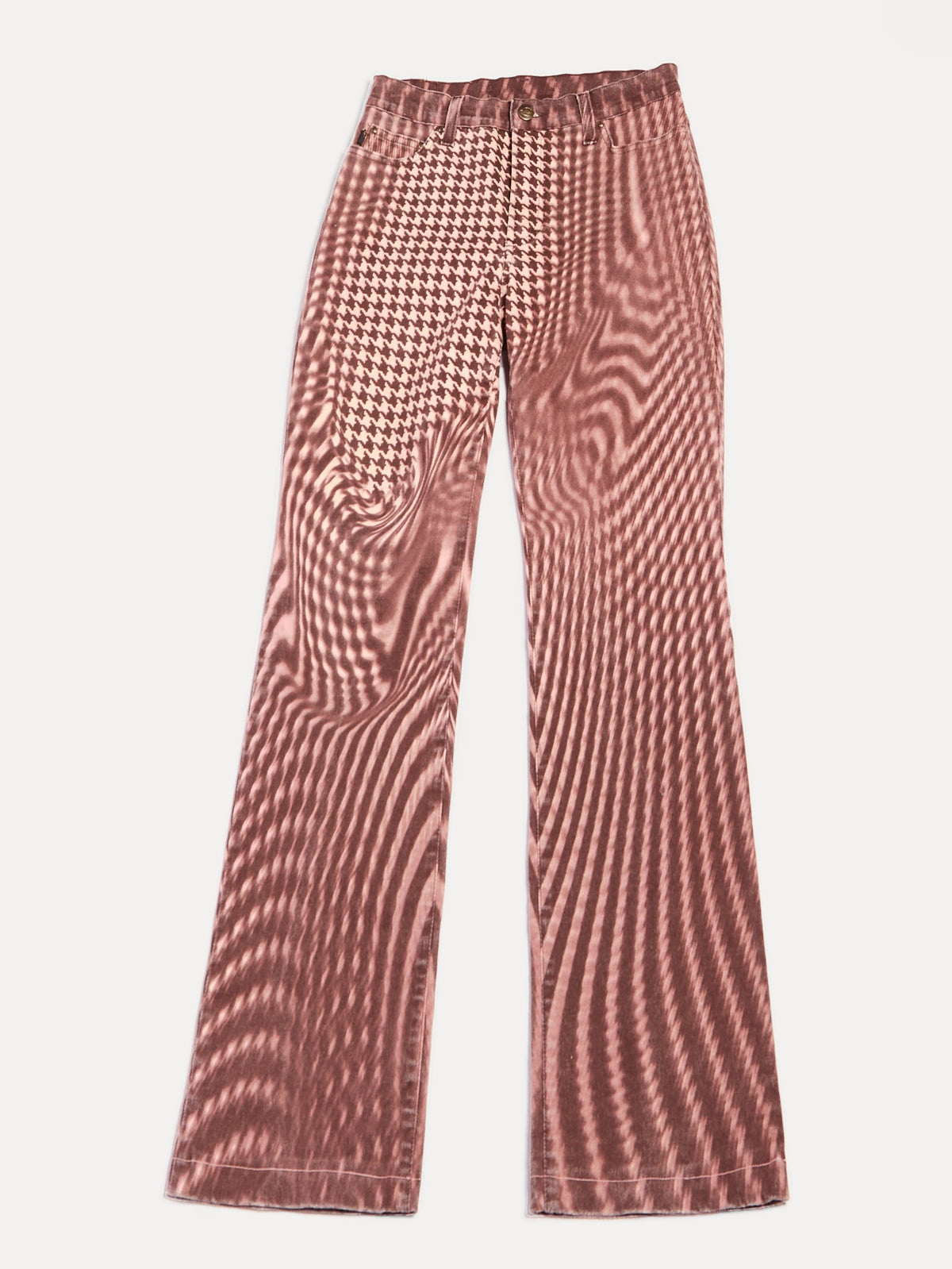 2000s Just Cavalli Purple and Red Optical Houndstooth Print Jeans Size S W26