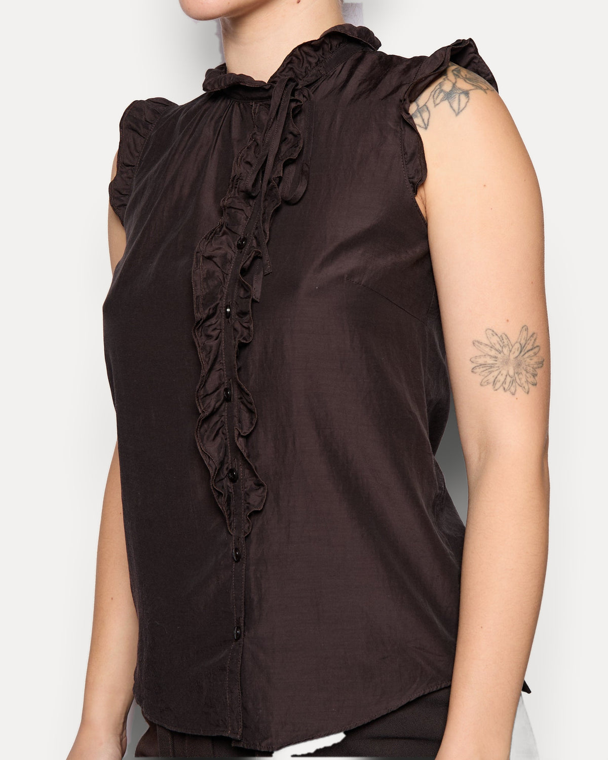 Burberry Brown Ruffle Tank