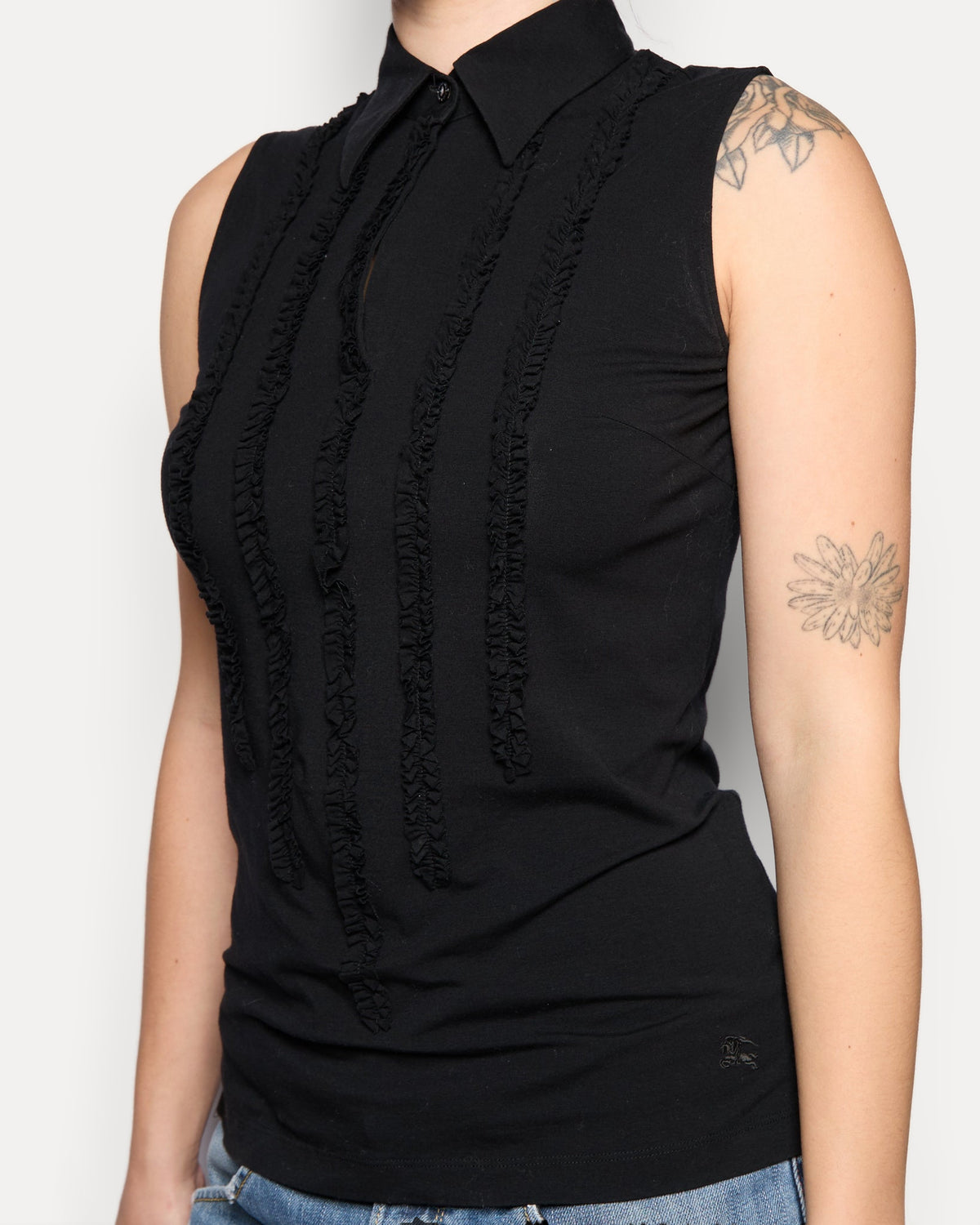 Burberry Black Ruffle Tank Top