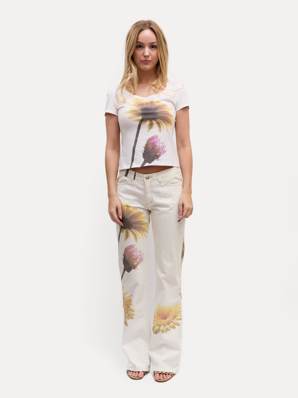 Roberto Cavalli Daisy Print T-Shirt [TOP ONLY]