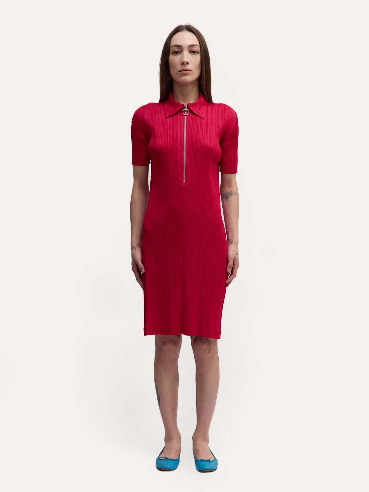 Pleats Please Hot Pink Zip Dress