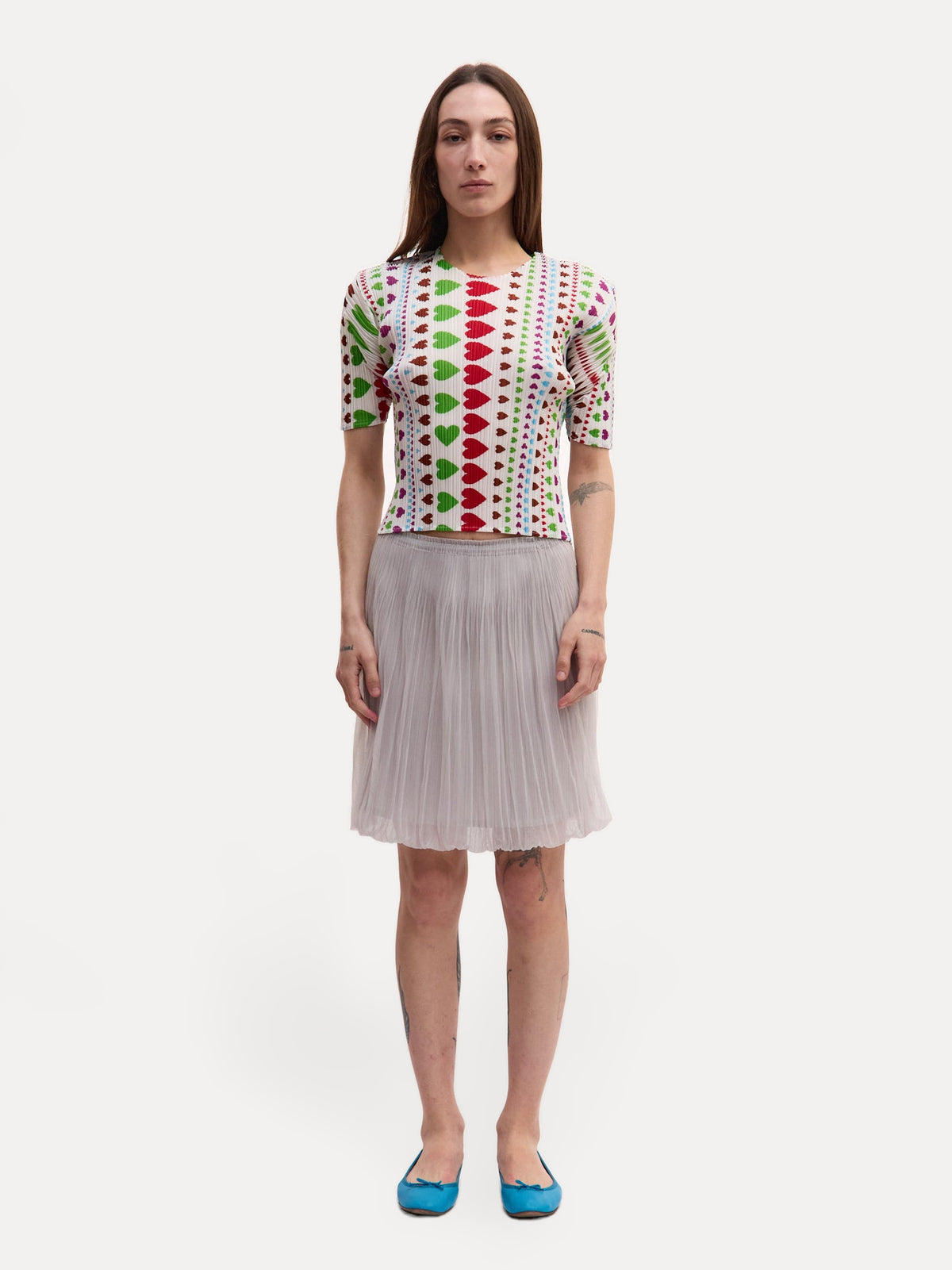 Pleats Please Heart Print Short Sleeve