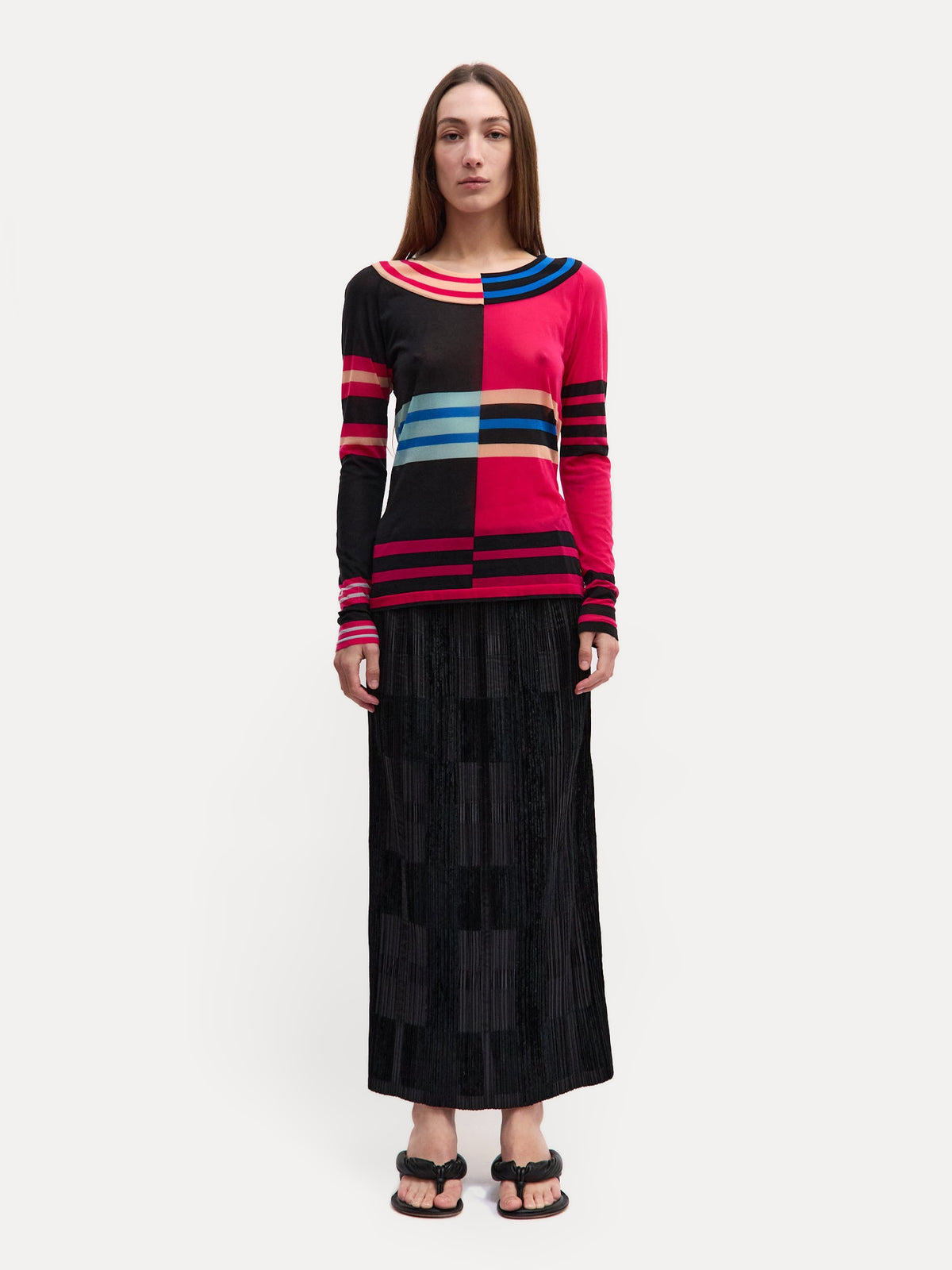 Issey Miyake Black Velvet Pleated Skirt