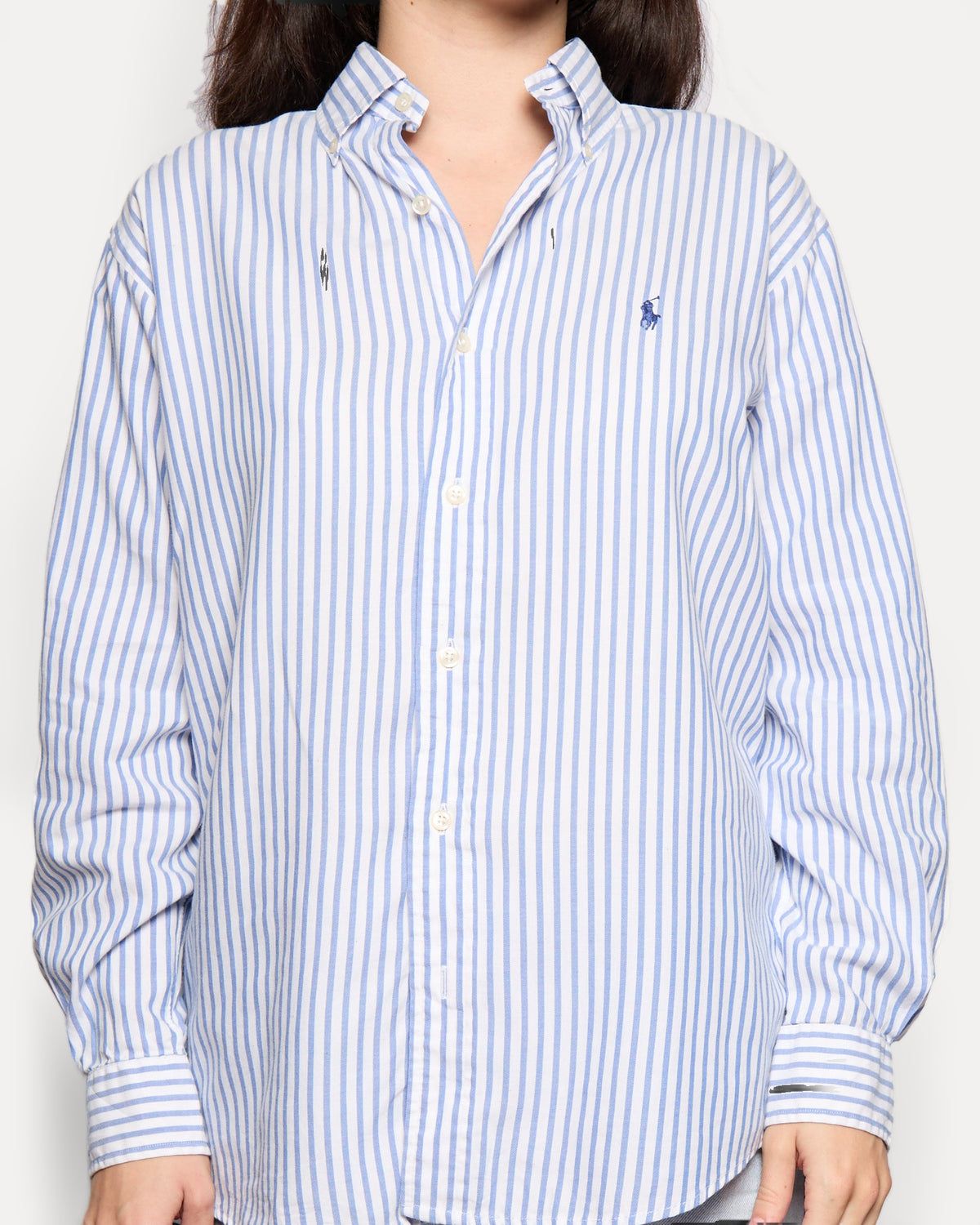 Vintage Ralph Lauren Blue White Striped Button Down