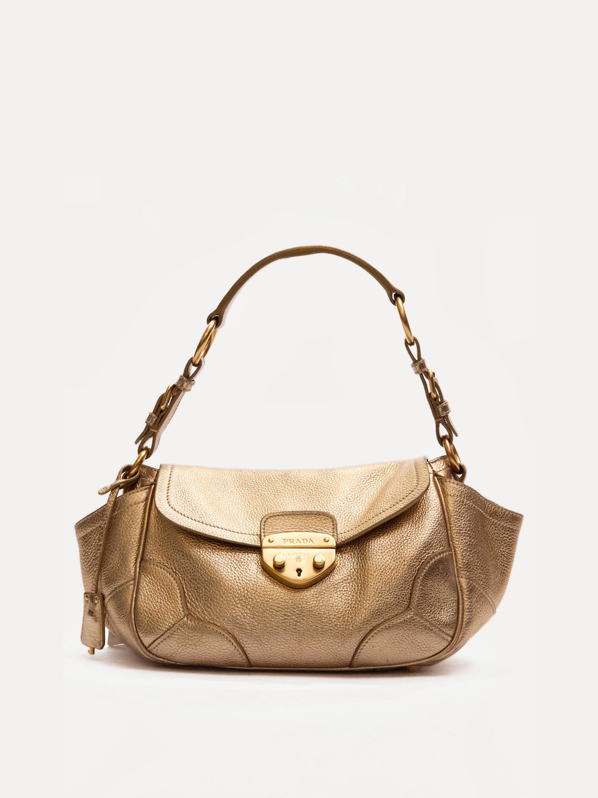 00's Prada Gold Leather Shoulder Bag