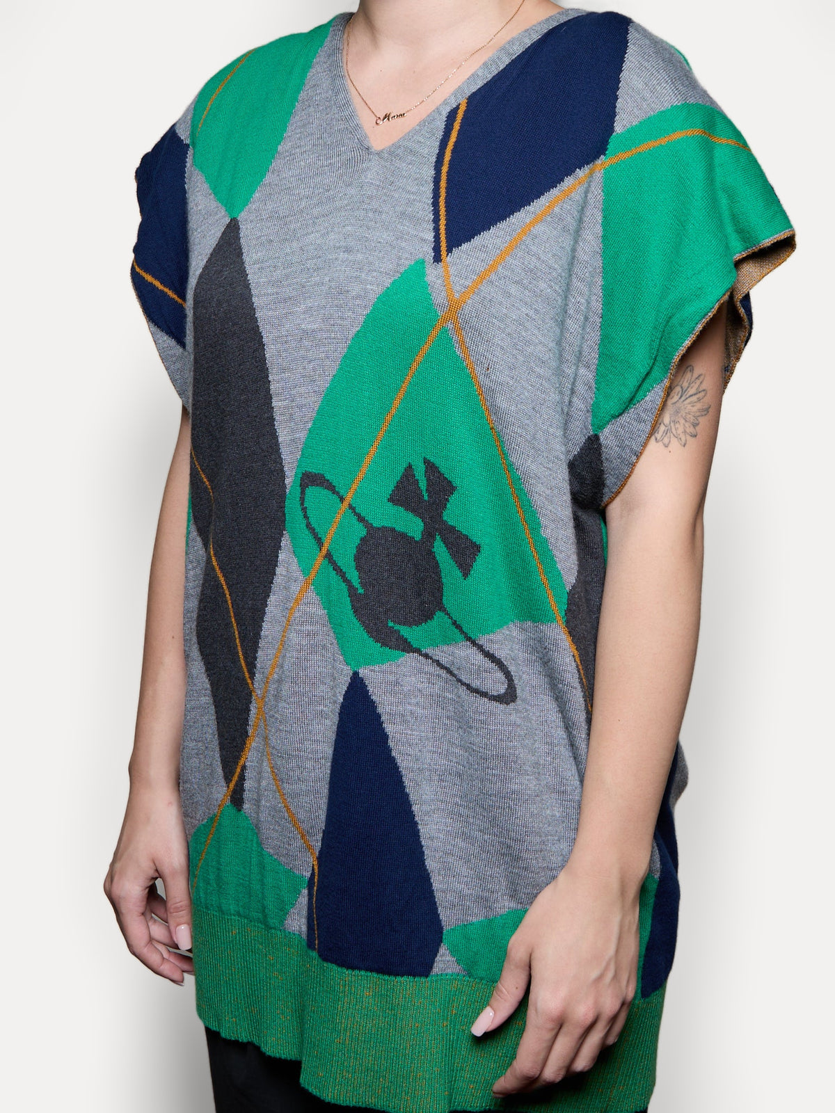 Vivienne Westwood Green Orb Argyle Top