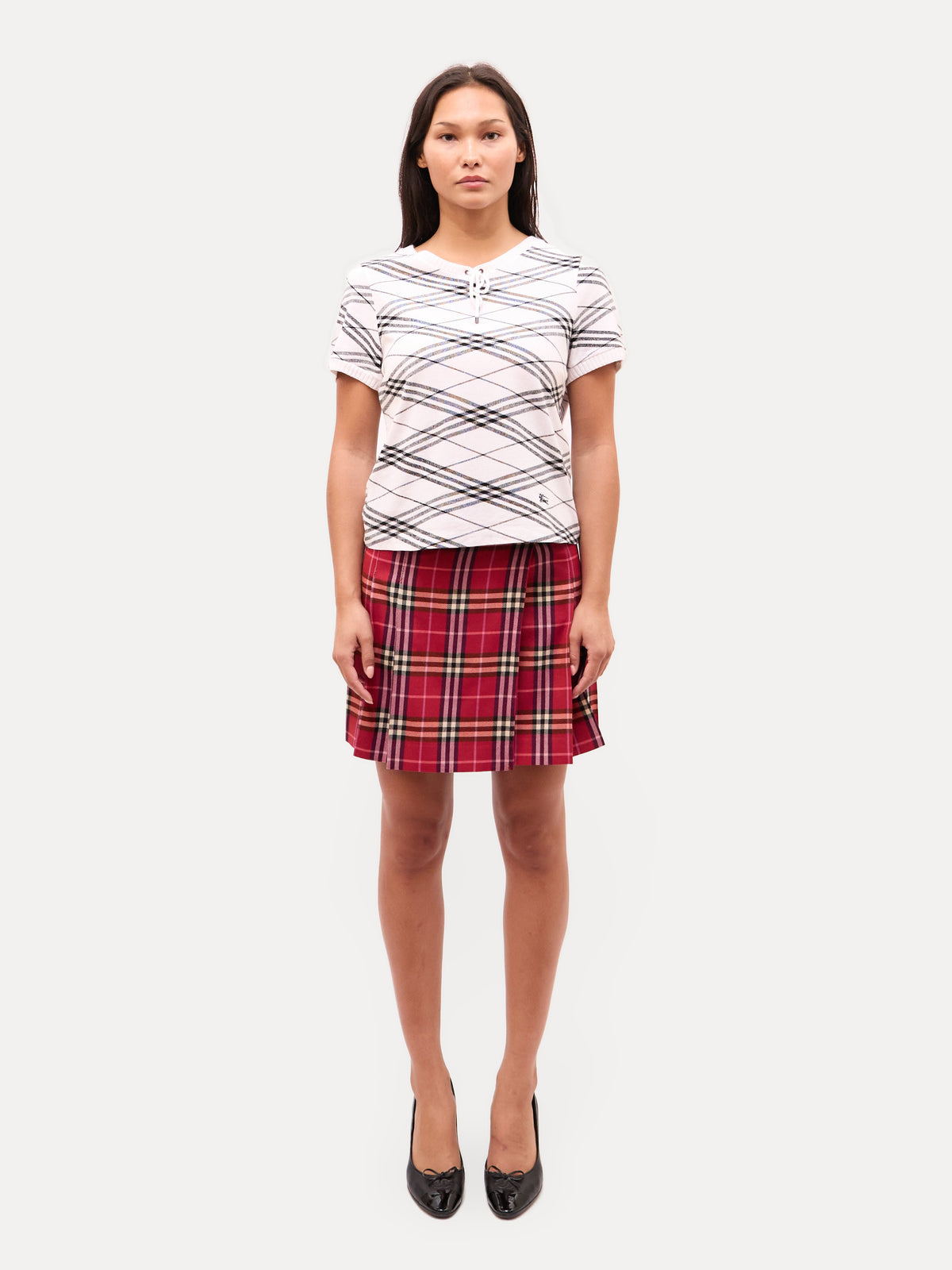 Burberry White Plaid Knit Top