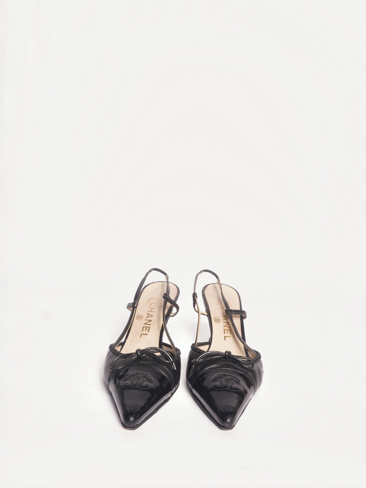 Chanel Black Pointed Toe Slingback Pump