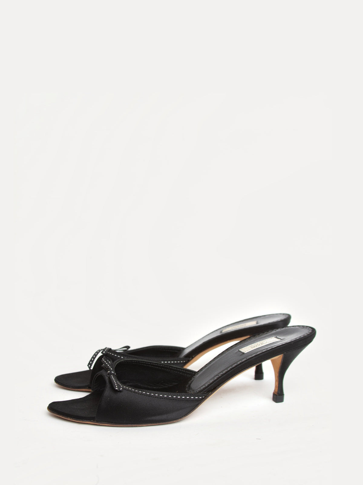 Vintage 2000s Prada Size 37.5 Satin Kitten Heels | Y2K Designer Shoes