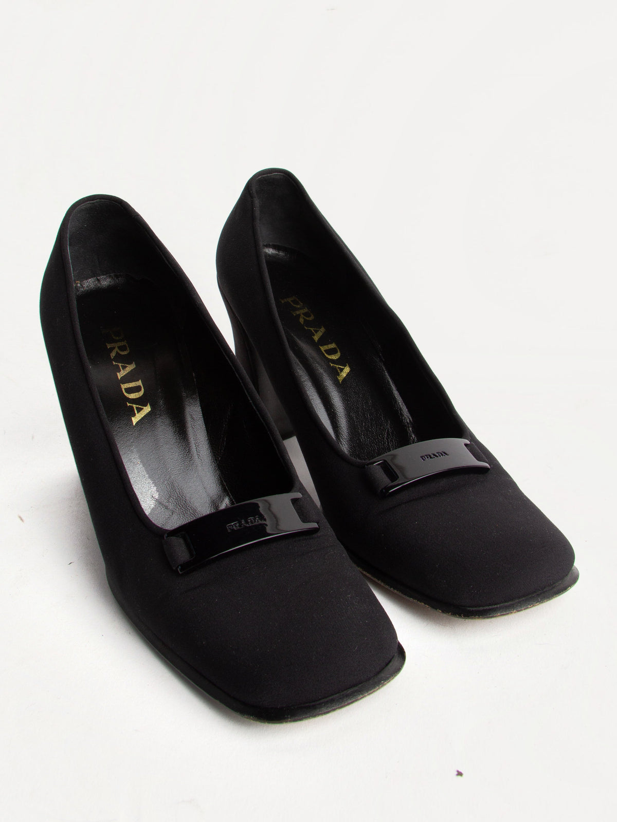 Vintage Prada 1999 Size 37 Nylon Squaretoe Pumps | Y2K Designer Heels Shoes