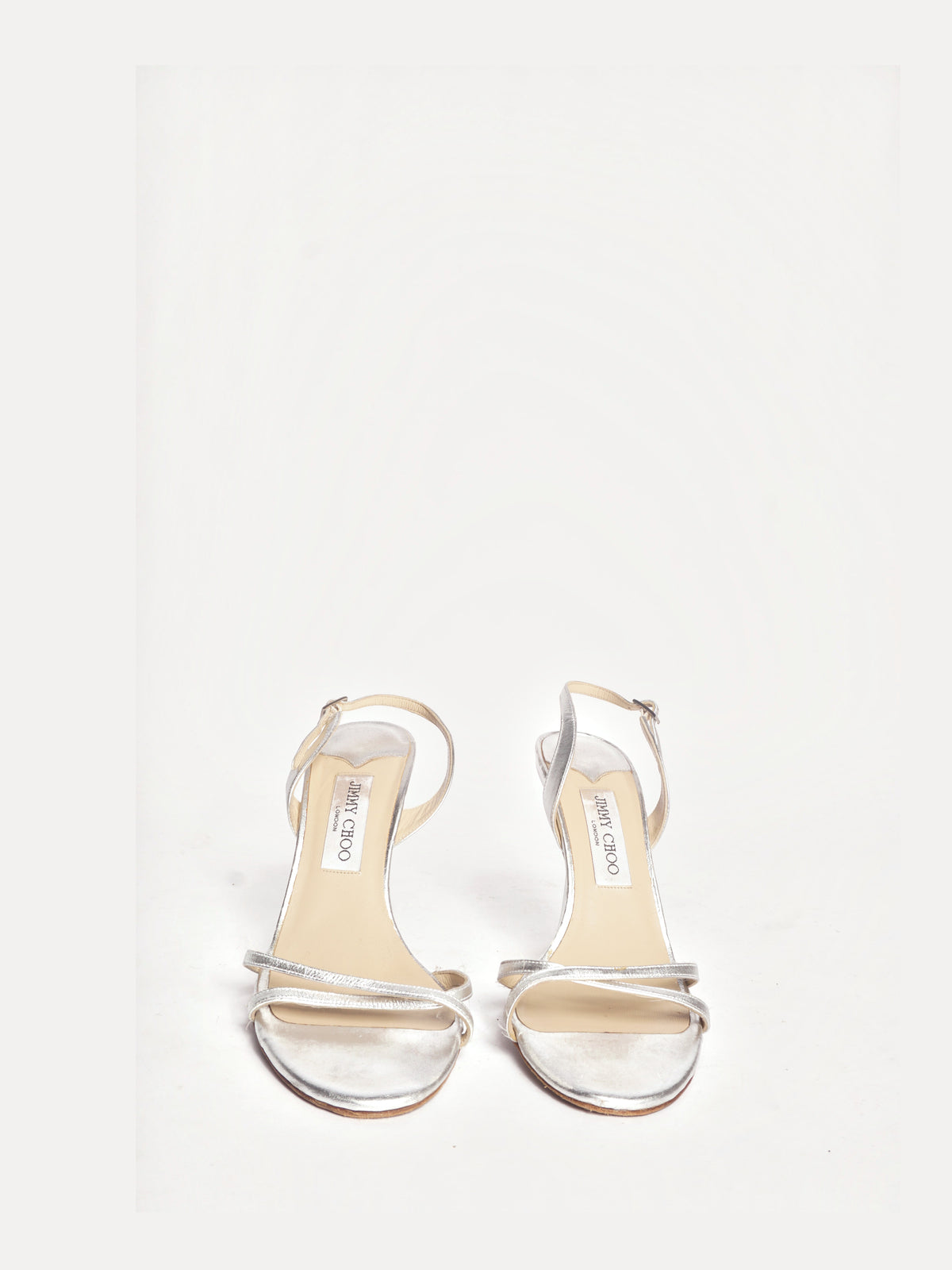 Jimmy Choo Silver Strappy Slingback Heels