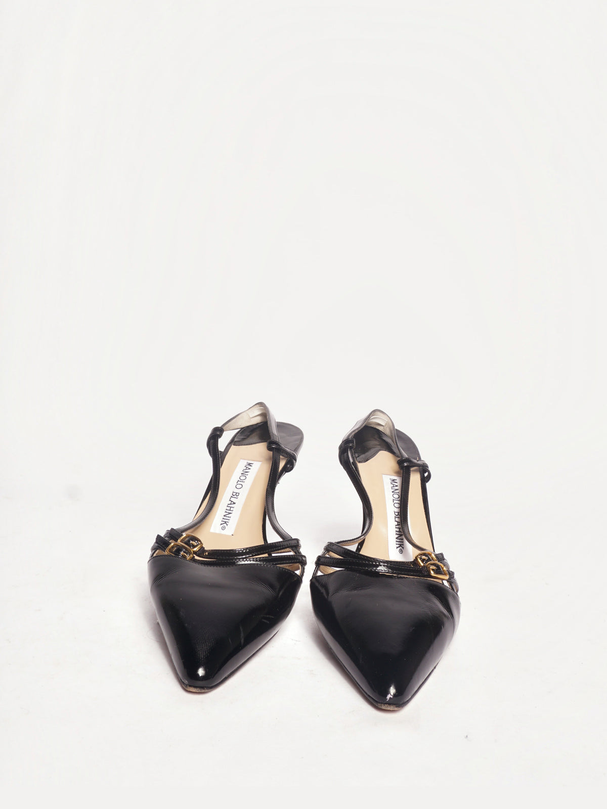 Manolo Blahnik Black Patent Pointed Toe Heels
