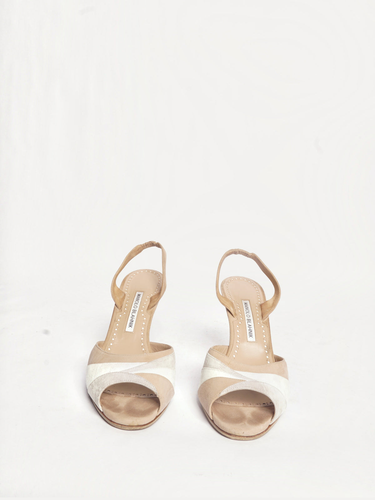 Manolo Blahnik Beige Suede Strap Sandals