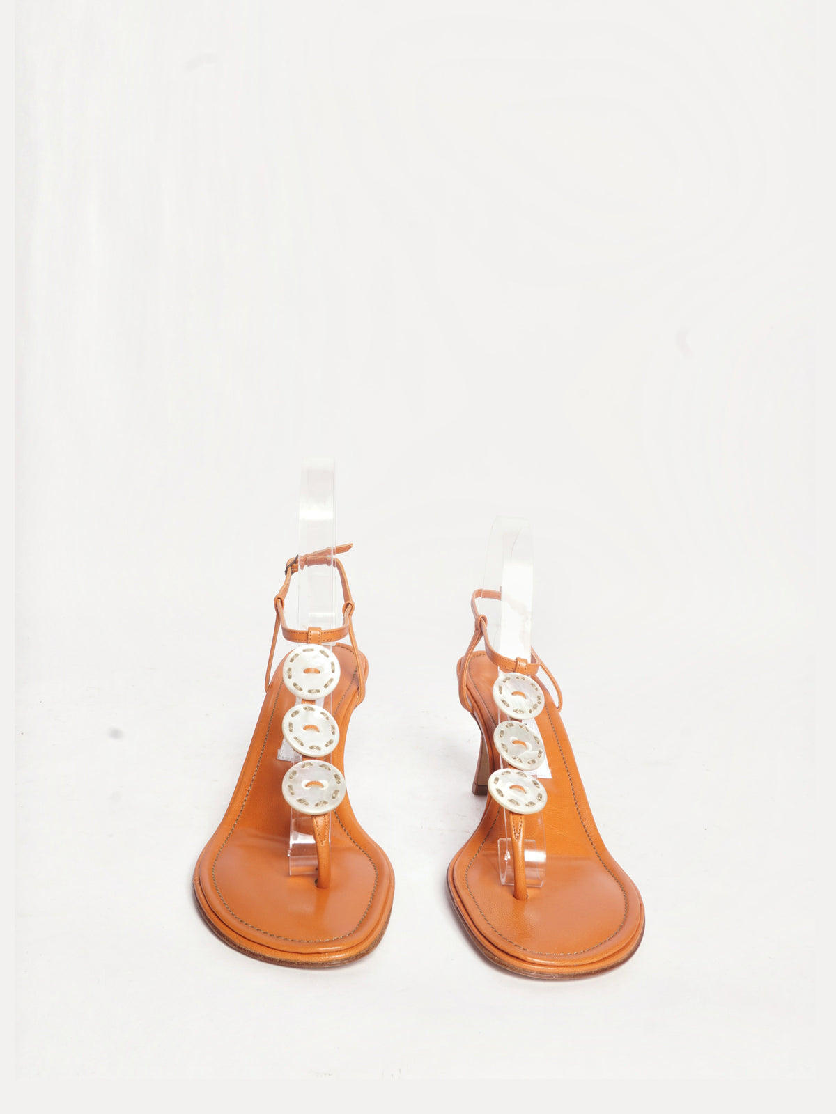 Manolo Blahnik Orange Shell Sandals