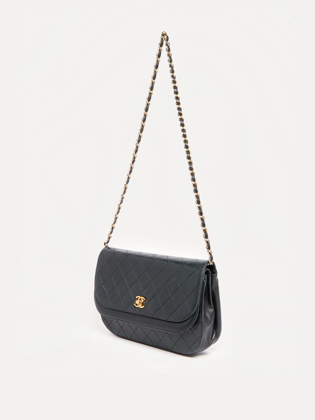 90's Chanel Black Lambskin Double Flap Crossbody Bag