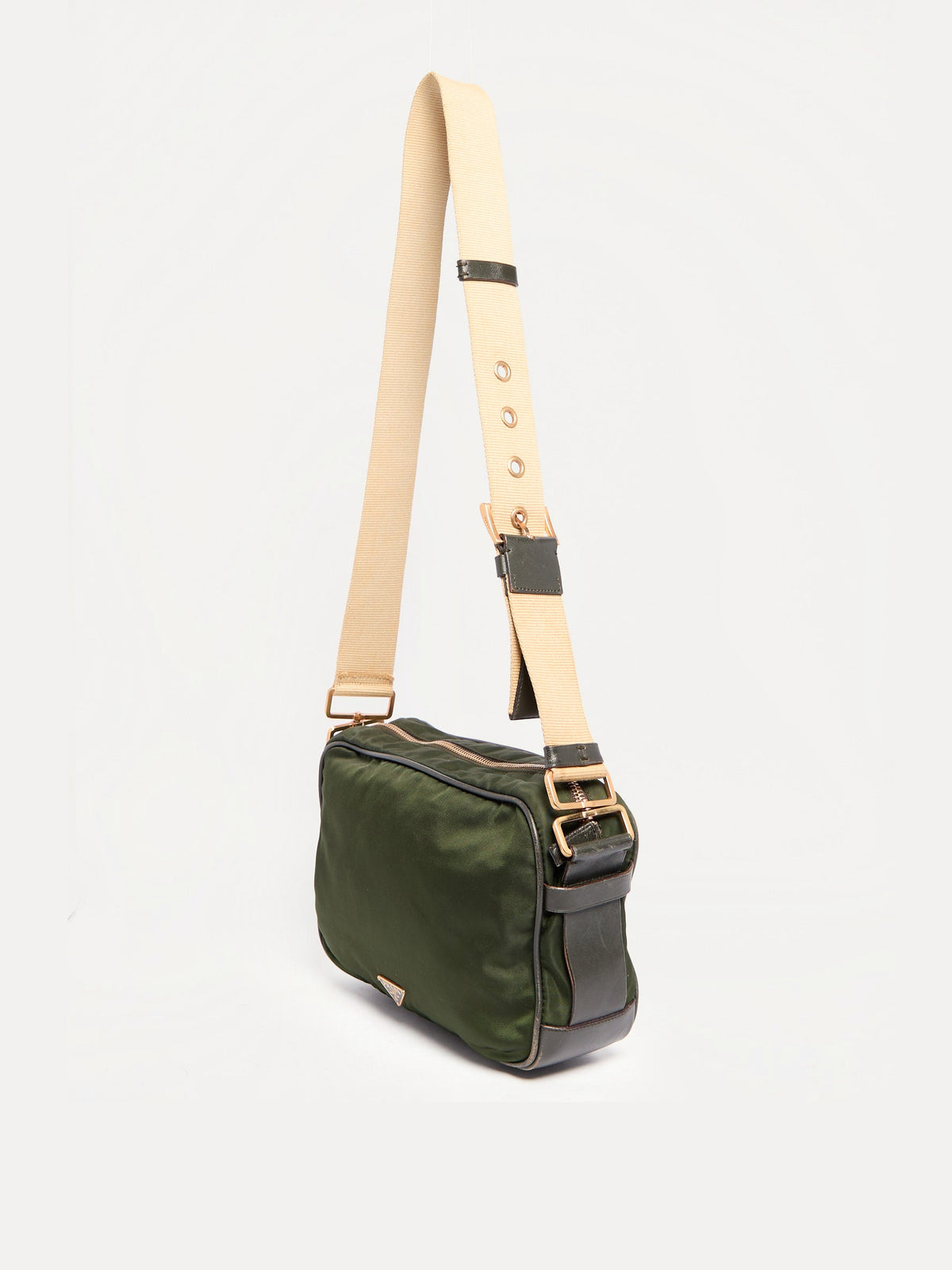 90's Prada Khaki Nylon Shoulder Bag