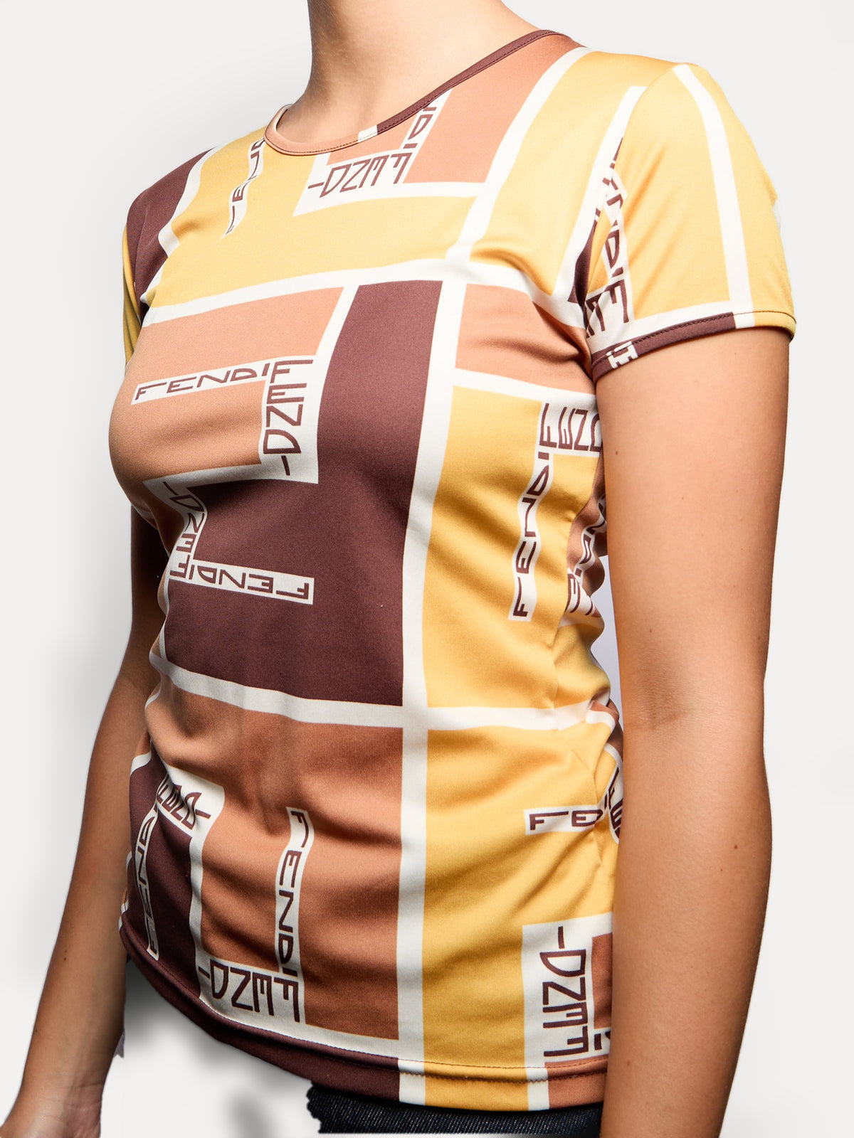 Fendi Brown Yellow Zucca Pattern Shirt