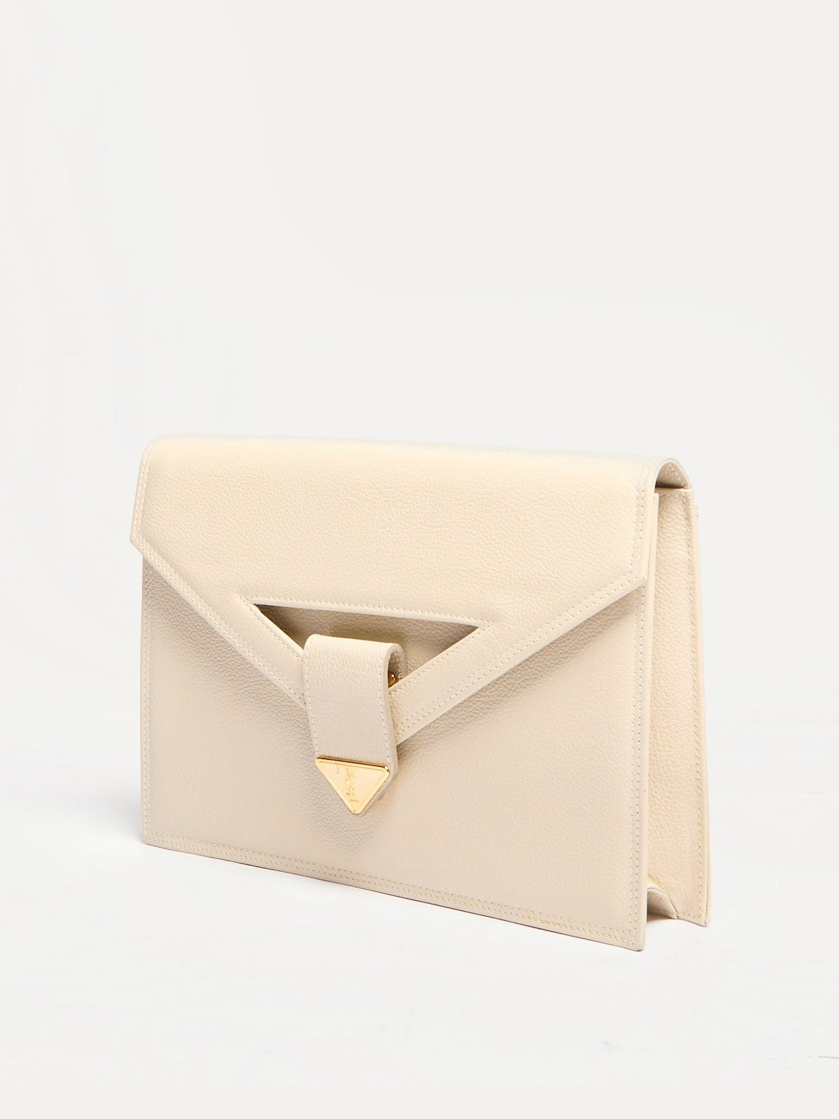 90’s Yves Saint Laurent Cream Envelope Clutch