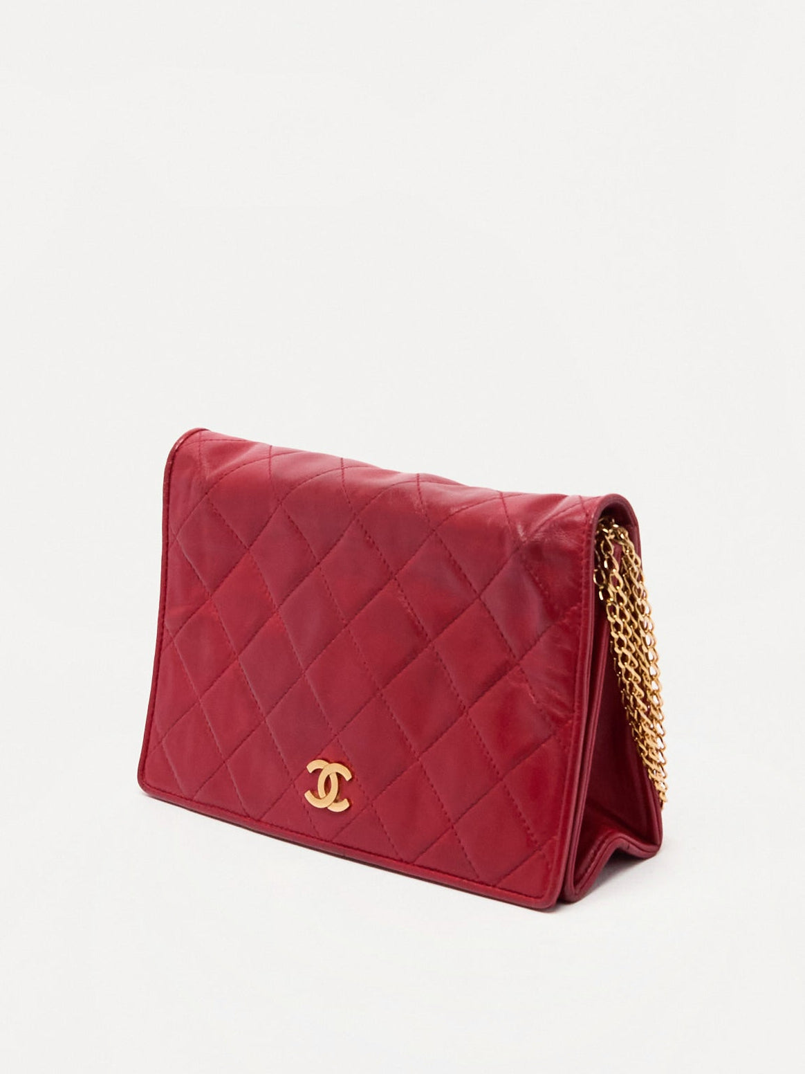 Chanel Red Matelasse Lambskin CC Shoulder Bag