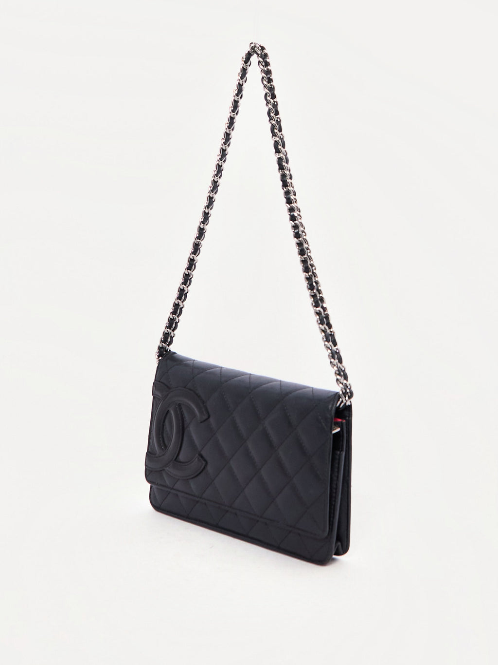 Chanel Cambon Black Lambskin Chain Wallet