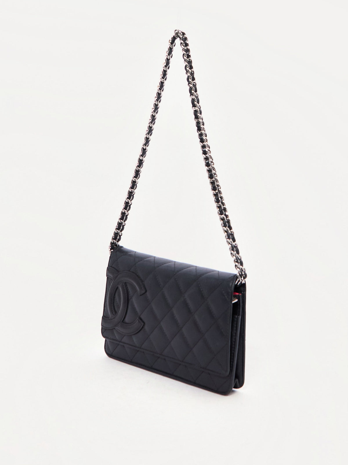 Chanel Cambon Black Lambskin Chain Wallet