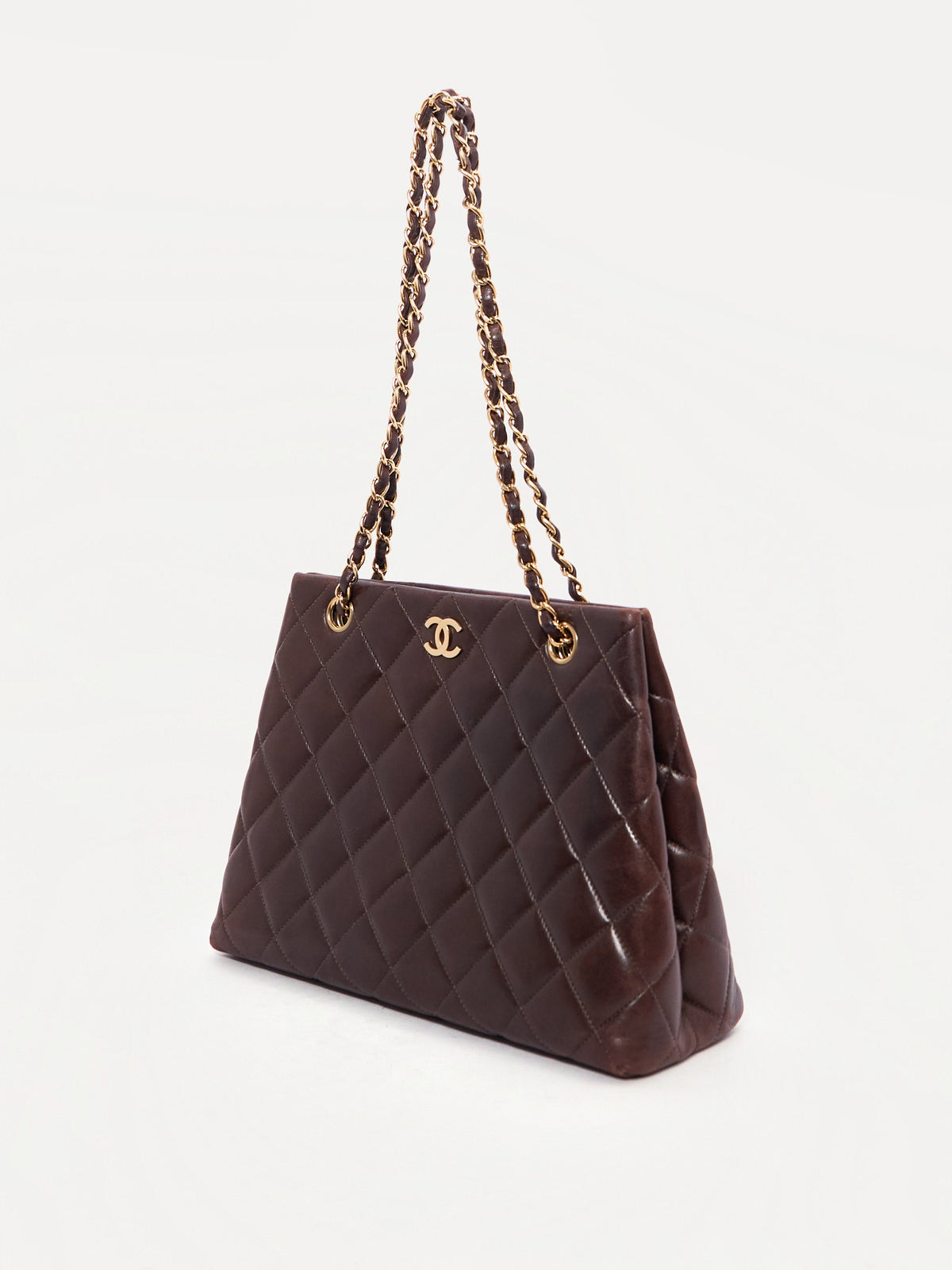 90's Chanel Brown Lambskin CC Tote
