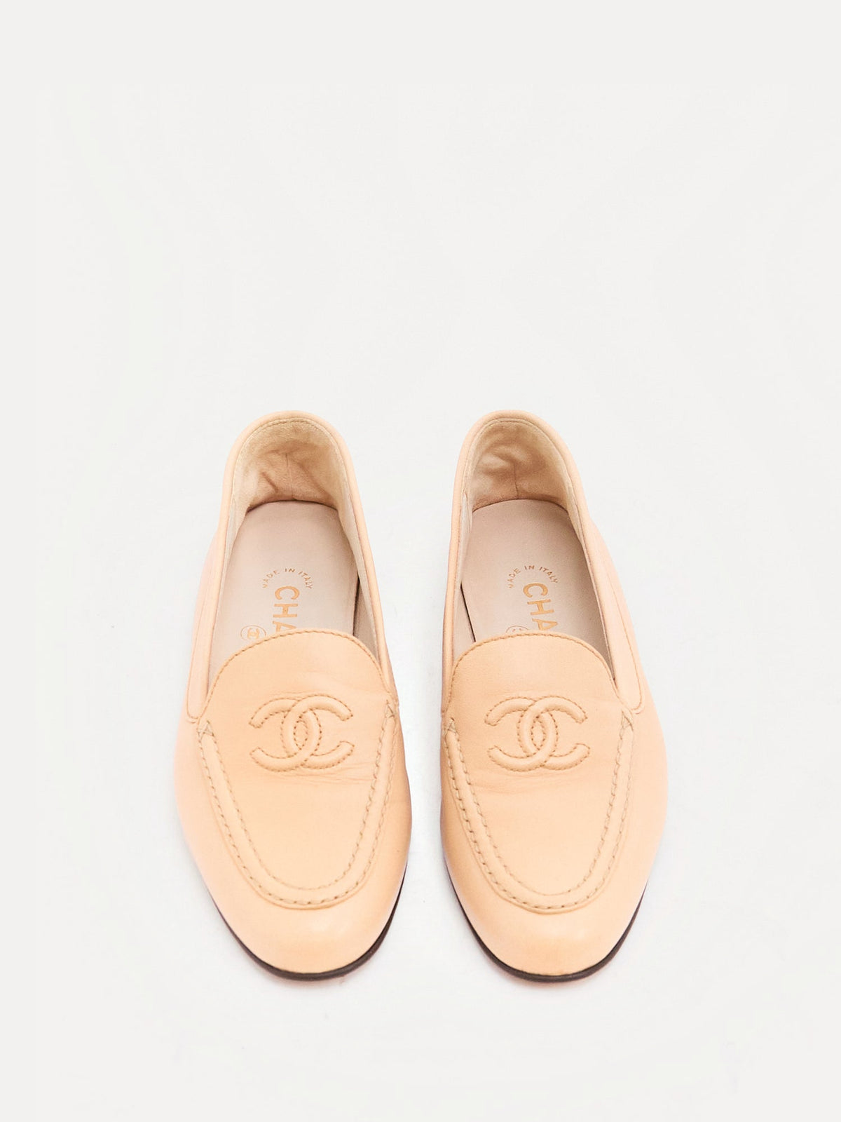 Chanel Tan CC Lambskin Loafers 36