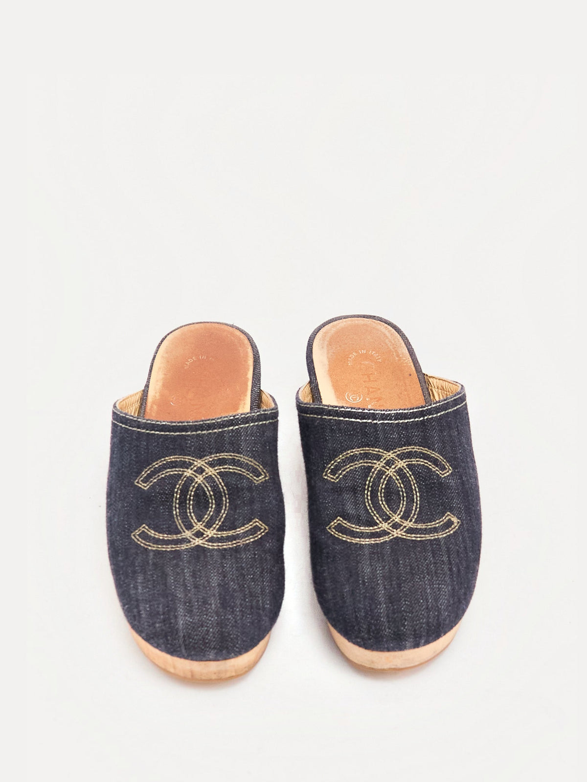 Chanel Denim CC Clogs 38