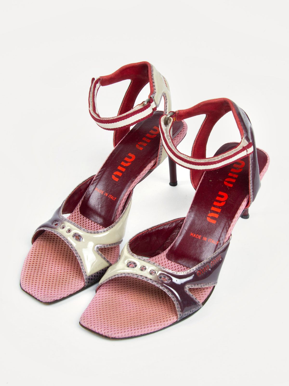 Vintage Miu Miu 2000s Size 39 Strappy Mesh Sandals | Y2K Designer Heels Shoes