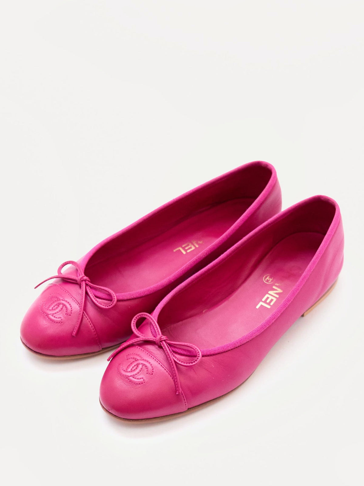 Chanel Pink Leather Flats Size 37.5