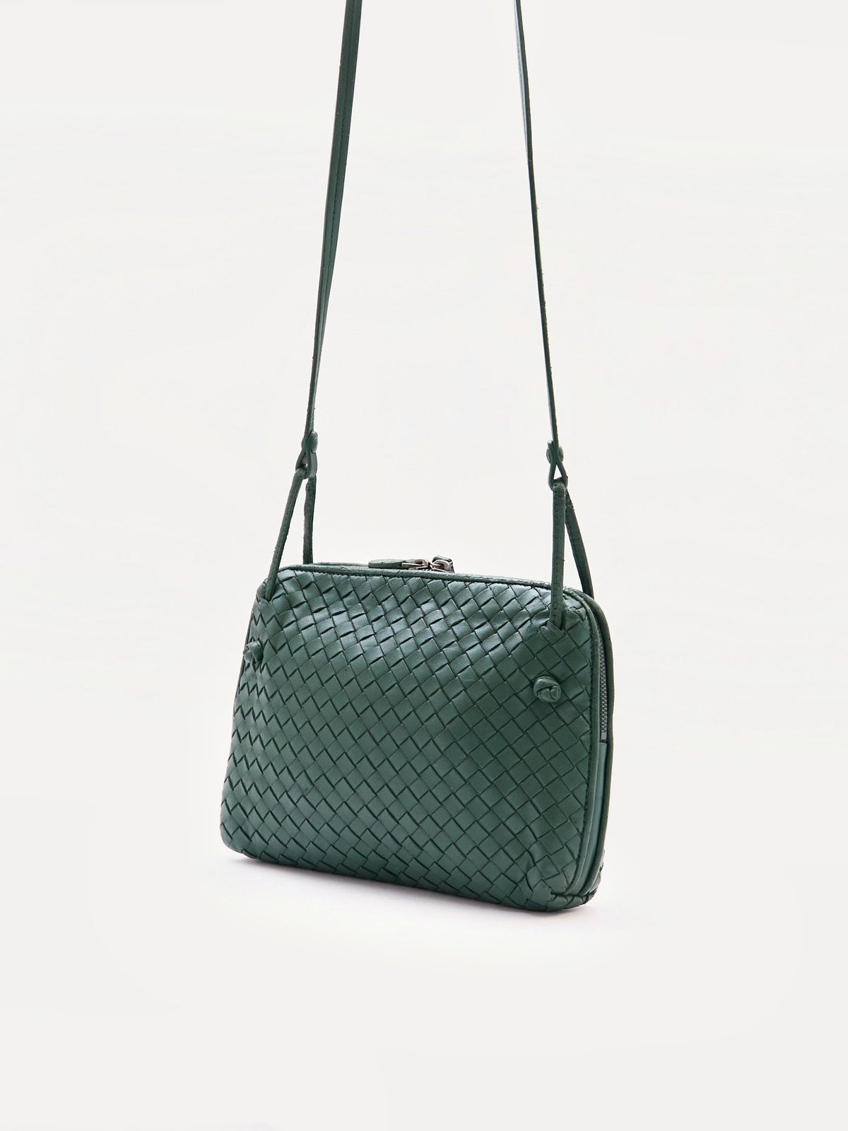 Bottega Veneta Green Intrecciato Leather Crossbody