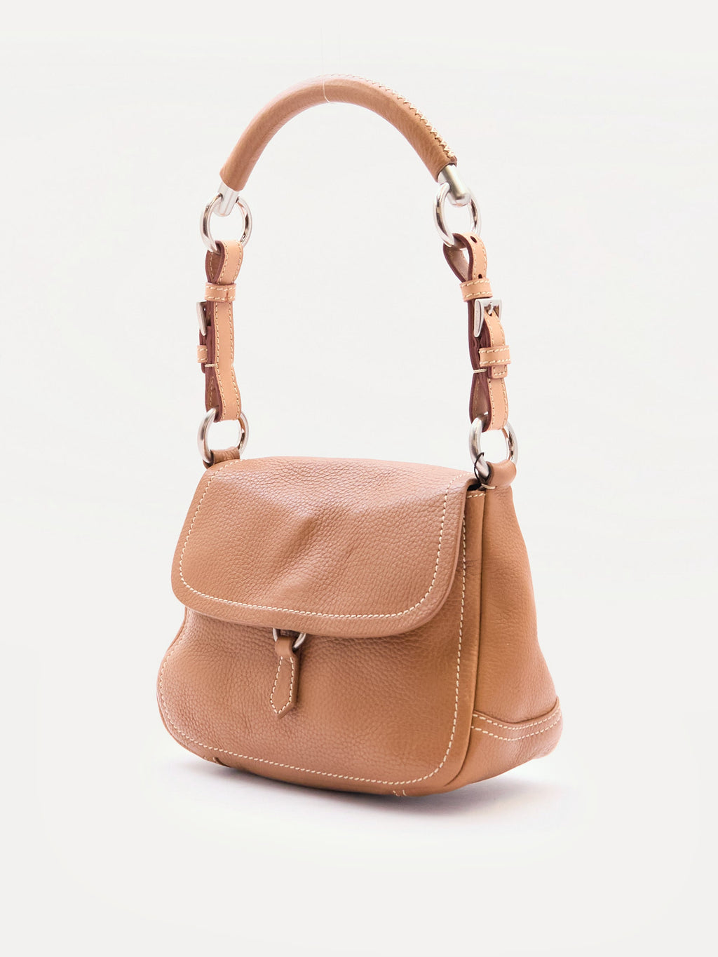 Prada Vitello Ring Brown Leather Shoulder Bag